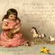 circa 1873: A Christmas greetings card showing a child playing with her toys. (Photo by Hulton Archive/Getty Images)